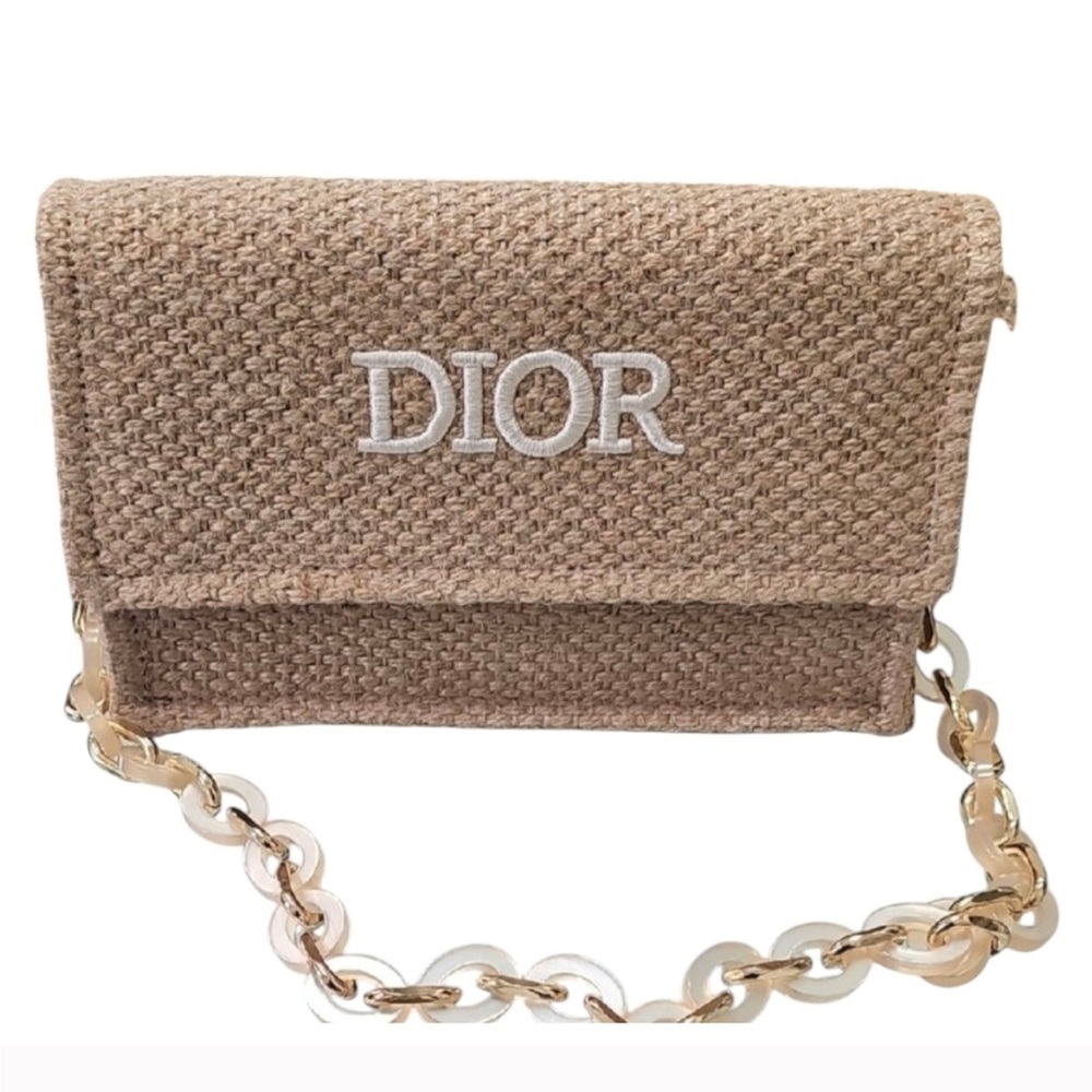 Dior Beige Woven Clutch with Chain GWP